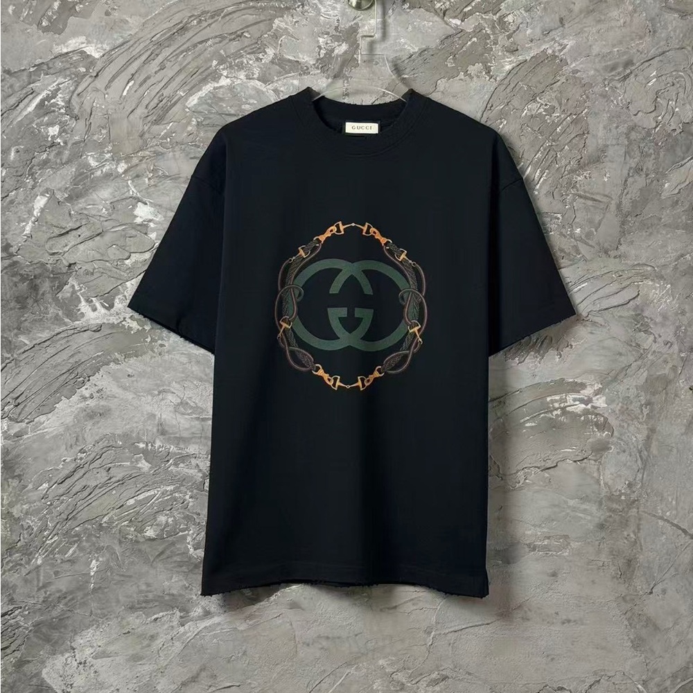 Gucci Black Tee with Chain Graphic